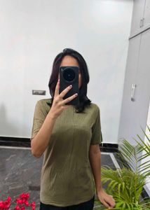 Olive Green Ribbed Top
