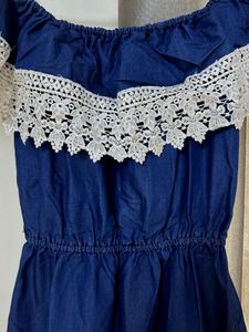 Blue Off-Shoulder Denim Dress