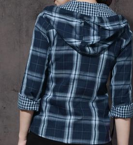 Blue Plaid Hooded Shirt
