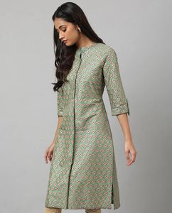 Green Printed Kurta