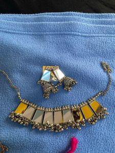 Mirror Work Necklace & Earrings Set