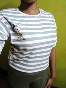 Cute Snoopy Striped T-Shirt
