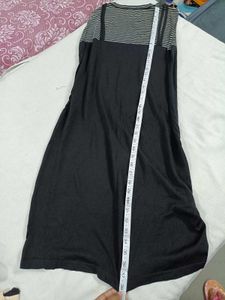 Black Sleeveless Dress with Striped Top