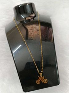 Gold Bike Necklace &amp; Earrings Set