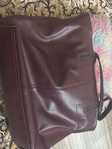 Chic Maroon Faux Leather Tote Bag