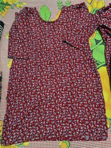 Maroon Floral Print Kurta set