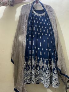Elegant Navy Blue Embroidered Kurti