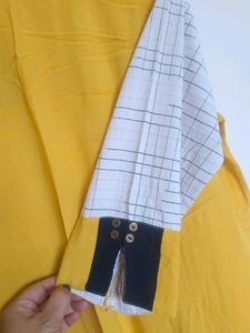 Stylish Yellow &amp; White Checkered Kurta