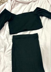 Imported Elegant Black Top & Skirt Set