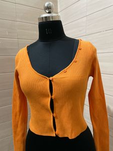 PRIMARK imported Orange Ribbed Knit Cardigan