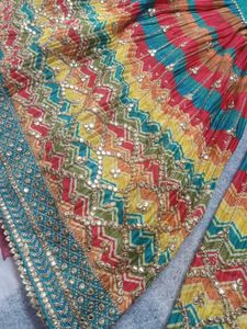 Teal Green Embroidered Sharara Suit