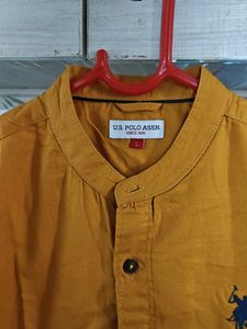 U.S. Polo Assn. Boy'sChinese collar Mustard Shirt(