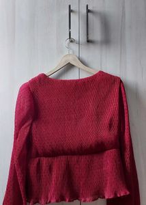 Elegant Red V-Neck Wrap Top