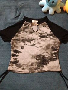 Stylish Tie-Dye Crop Top with Cutout Detail
