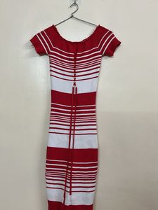 Red & White Striped Bodycon Dress