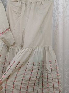 Cream Embroidered Set with Dupatta