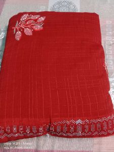 Elegant Red Embroidered Saree