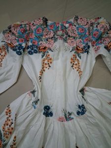 Floral Print Mini Dress with Puff Sleeves