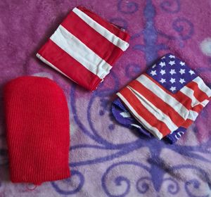 3 Kids Scarves- 1 Wollen And 2 Cotton