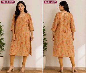 Orange Leaf Print kurta🧡