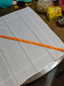 Self Design White Rumal Set Of 2