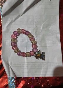 Beaded Bracelet with Butterfly Charm