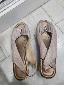 Womens Sparkly Bow Slingback Sandals