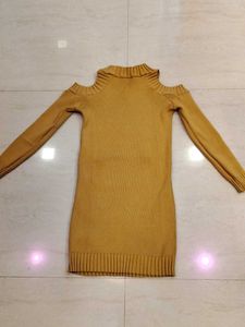 Mustard Cold Shoulder Sweater Dress