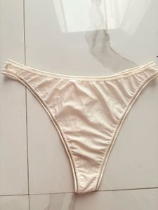Cream Satin Thong Panty