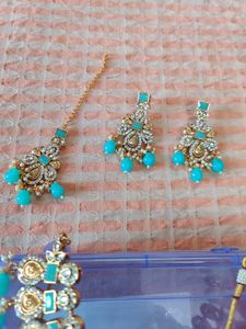 Blue Stone Choker Necklace Set