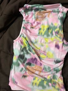 🎨 Multicolor Abstract Mesh Sleeveless Top