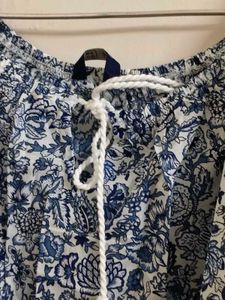Blue Floral Print Tunic Top