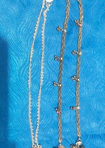 2 PairslAnklets Chain And Saree Brooch Pin  Set