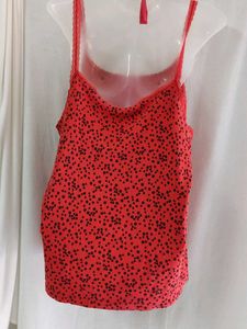 George Red Cami Top with Black Dots