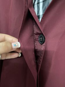 Maroon Belted Trench Coat