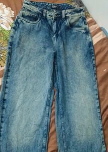 New Stylish Wide Leg Acid Wash Jeans