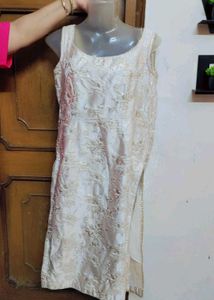 Elegant White & Gold Embroidered Suit