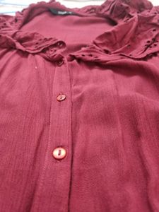 Maroon Ruffled Blouse