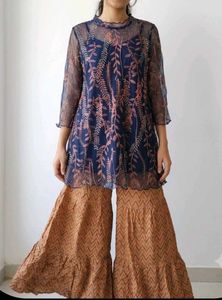 Elegant Blue & Brown Kurta Set