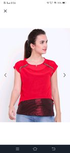 Madame Women  Red Solid Layered Top
