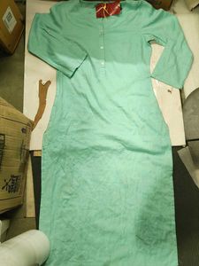 Light Green Kurta with Button Neck