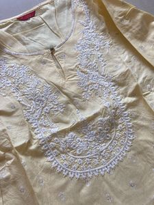 Elegant Yellow Kurta with White Embroidery