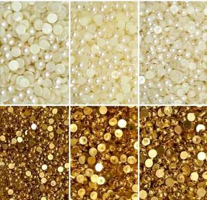 Pearl &amp; Rhinestone Embellishments Gold &amp; Off-white