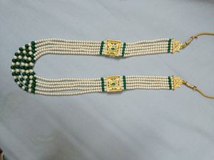 Pearl Green &amp; White Beads Jewellery Set