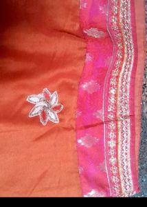 Elegant Orange Saree With Blouse Combo