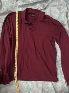 Men's Maroon Long Sleeve Polo T-Shirt