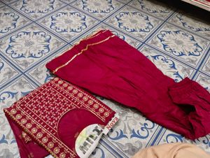 Maroon Kurta Set with Gold Embroidery