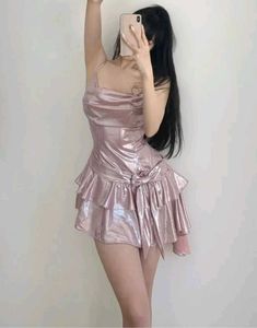 Y2K Velvet  Mauve Cocktail Dress with Ruffle Skirt