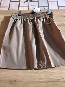 Casual Beige Skirt with Elastic Waist