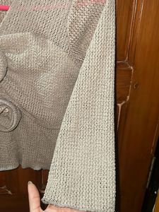 Elegant Knit Top with Flower Detail
